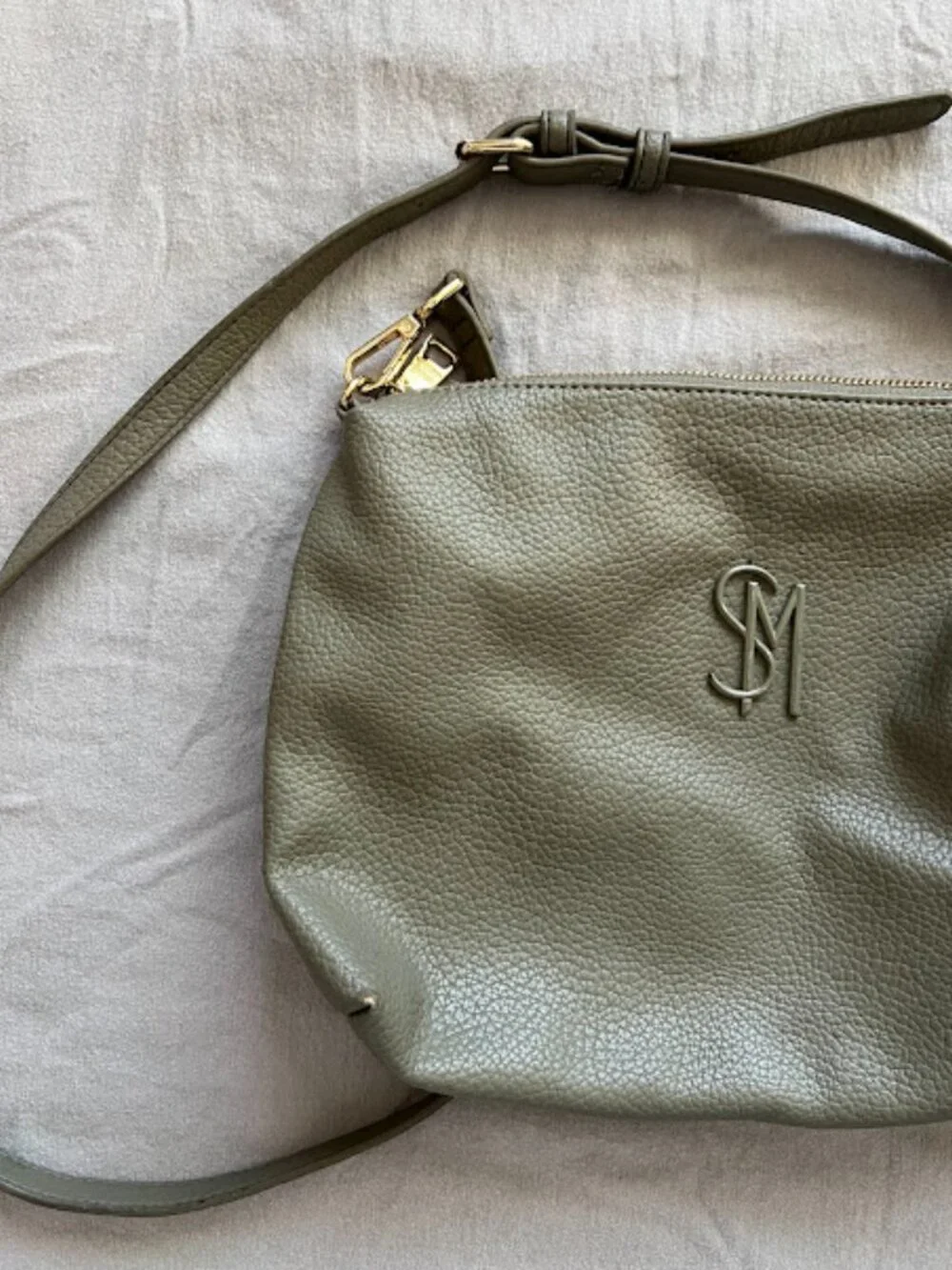 Steve Madden Olive Green Gray Logo Crossbody Bag Purse